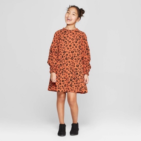 Target Art Class Girls' Long Sleeve Tiered Dress - art class Brown - Picture 3 of 12